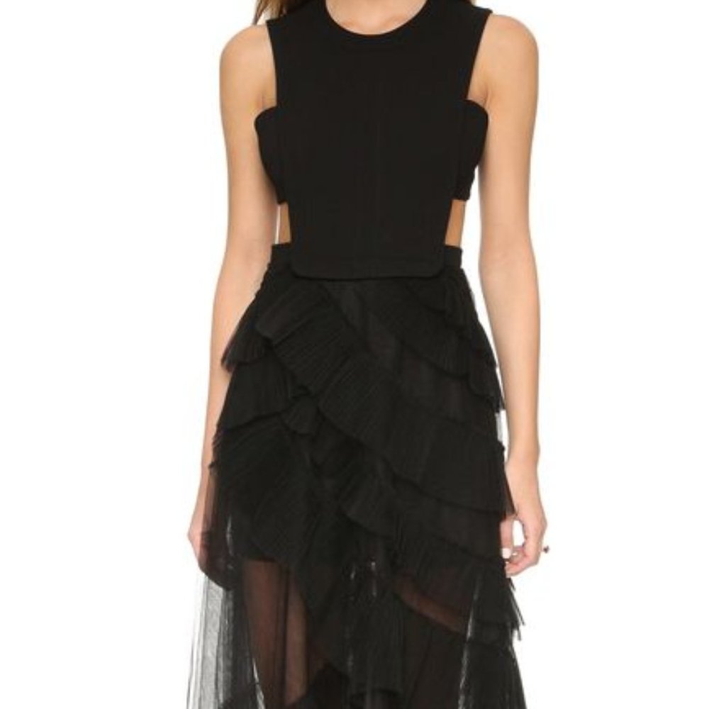 BCBG Black Cutout Tulle Evening Gown Size 0